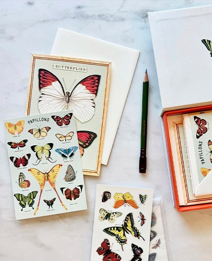 Tazas florales de Cavallini en su packaging