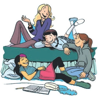 ilustración niñas hablando