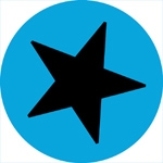 estrella negra sobre fondo azul