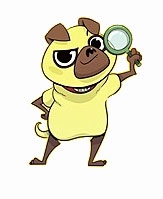 dibujo perro con una lupa